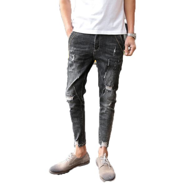 wholesale 2020 hong kong style spring and autumn new men's ripped jeans slim elastic wild korean trend beggar feet pencil pants, Blue
wholesale 2020 hong kong style spring and autumn new men's ripped jeans slim elastic wild korean trend beggar feet pencil pants, Blue