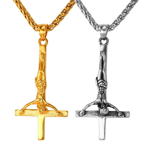 kpop cross of st.peter with chain vintage women men jewelry stainless steel gold color inverted jesus crucifix necklace p320, Silver
kpop cross of st.peter with chain vintage women men jewelry stainless steel gold color inverted jesus crucifix necklace p320, Silver