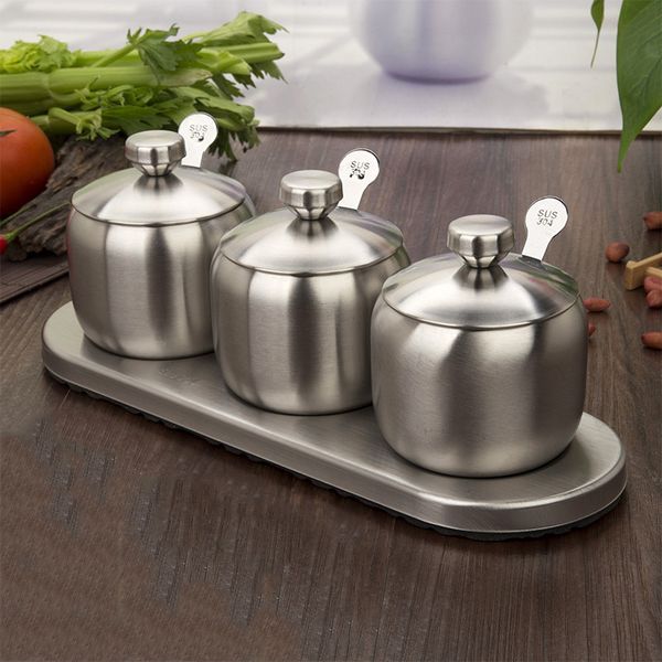 304 нержавеющая сталь бытовая кухня приправы банку из трех частей набор приправы бутылки сахар соль хранения 
304 нержавеющая сталь бытовая кухня приправы банку из трех частей набор приправы бутылки сахар соль хранения