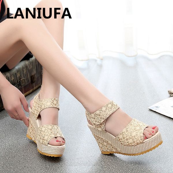 women sandals women summer fashion lace hollow gladiator wedges shoes slides peep toe high heels sandals shoes mujer #676, Black
women sandals women summer fashion lace hollow gladiator wedges shoes slides peep toe high heels sandals shoes mujer #676, Black