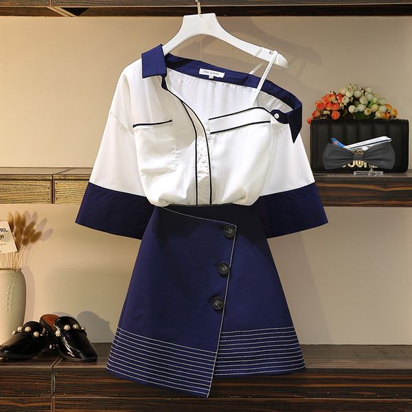 l-4xl plus size summer women short sleeves off shoulder shirts + skirts 2 pcs sets female suits outfit a3067, White
l-4xl plus size summer women short sleeves off shoulder shirts + skirts 2 pcs sets female suits outfit a3067, White