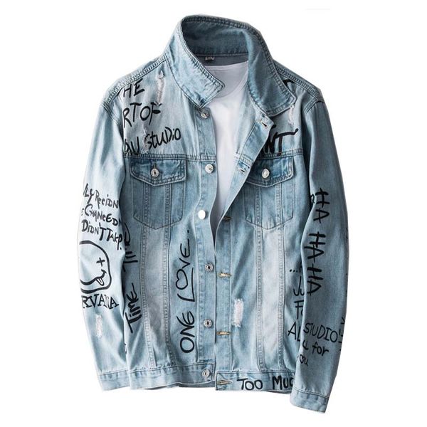 mcikkny men's high street ripped denim jackets and coats washed pattern printed jeans jackets outwear for male streetwear, Black;brown
mcikkny men's high street ripped denim jackets and coats washed pattern printed jeans jackets outwear for male streetwear, Black;brown