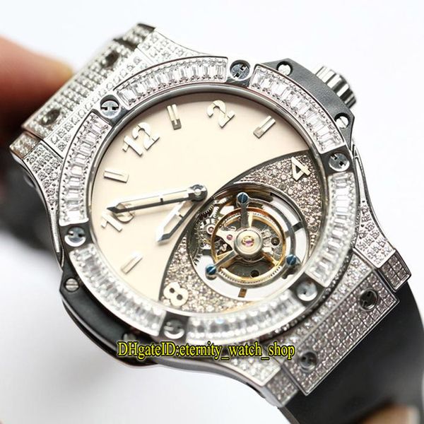 version 44mm 0916 real tourbillon mechanical white dial mens watch sapphire diamond iced out case rubber strap sport watches big 345 11, Slivery;brown
version 44mm 0916 real tourbillon mechanical white dial mens watch sapphire diamond iced out case rubber strap sport watches big 345 11, Slivery;brown