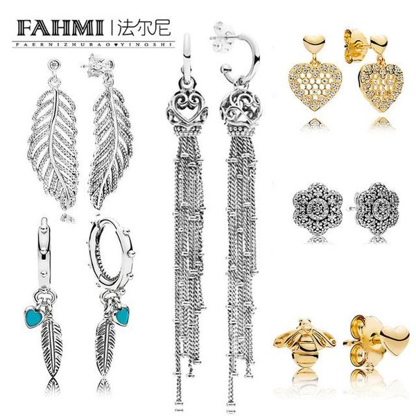 famhi 100% 925 sterling silver 1:1 authentic classic bow crown snowflake heart shape glamour female wedding stud earring jewelry, Golden;silver
famhi 100% 925 sterling silver 1:1 authentic classic bow crown snowflake heart shape glamour female wedding stud earring jewelry, Golden;silver