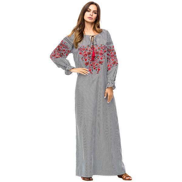 187237 baju muslim long-sleeved simple embroidered robe mopping long skirt large size women's clothing vestido de mujer musulmana, Red
187237 baju muslim long-sleeved simple embroidered robe mopping long skirt large size women's clothing vestido de mujer musulmana, Red