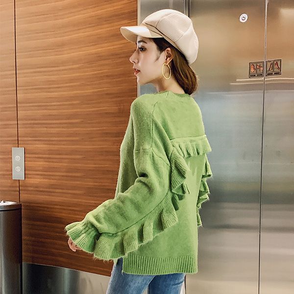 real ps women solid full flare sleeve ruffles sweaters pullovers girls soft cashmere chic pullover sweater for female, White;black
real ps women solid full flare sleeve ruffles sweaters pullovers girls soft cashmere chic pullover sweater for female, White;black