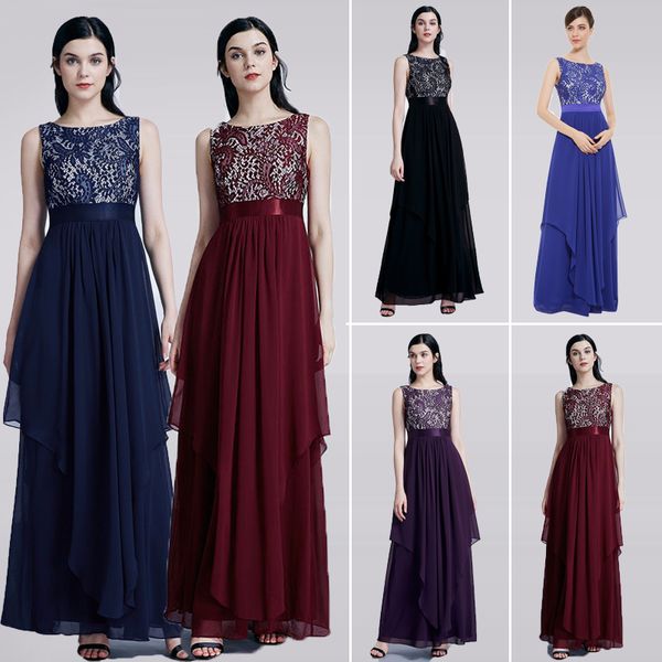 ladies evening dresses 2019 eb27128 elegant long sleeveless o-neck chiffon a-line lace holiday plus size party gowns, White;black
ladies evening dresses 2019 eb27128 elegant long sleeveless o-neck chiffon a-line lace holiday plus size party gowns, White;black