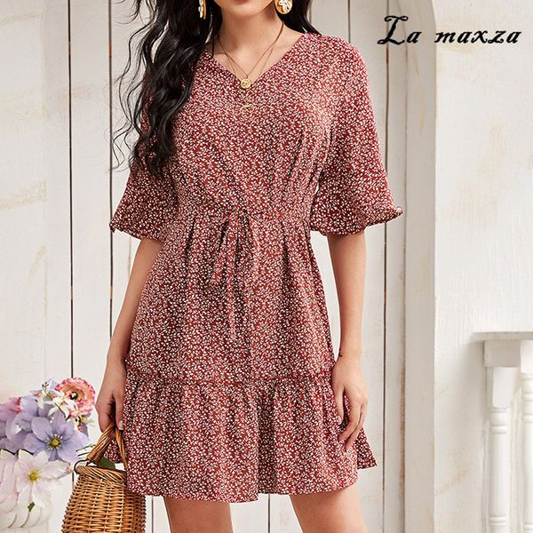 casual elegant print women dress summer 2020 v-neck ruffles ladies dress flare sleeves, White;black
casual elegant print women dress summer 2020 v-neck ruffles ladies dress flare sleeves, White;black
