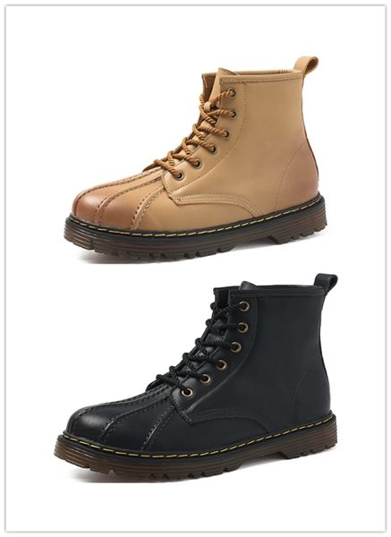 brand genuine leather martin boots damping non-slip work boots villus lining warm snow boots, Black 
brand genuine leather martin boots damping non-slip work boots villus lining warm snow boots, Black