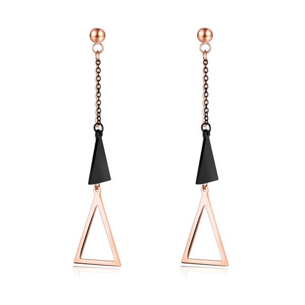 christmas gift stainless steel rose gold color simple triangles personality drop earrings for women, Silver
christmas gift stainless steel rose gold color simple triangles personality drop earrings for women, Silver