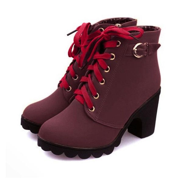 fashion lace up side zipper shoes high heel women round toe anti slid sole buckle autumn winter ankle boots, Black
fashion lace up side zipper shoes high heel women round toe anti slid sole buckle autumn winter ankle boots, Black