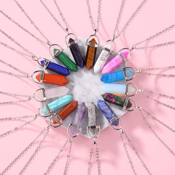 natural stone hexagonal column pendant bullet shape crystal necklace sweater chain 16 types for choice the youth favorite pedants, Black
natural stone hexagonal column pendant bullet shape crystal necklace sweater chain 16 types for choice the youth favorite pedants, Black