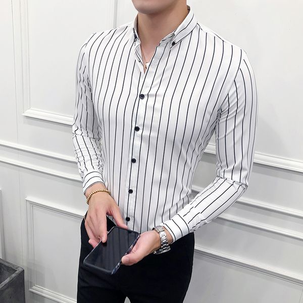 new spring and autumn mens shrits luxury striped long sleeve slim fit mens dress shirts fashion casual wedding party man shirts, White;black
new spring and autumn mens shrits luxury striped long sleeve slim fit mens dress shirts fashion casual wedding party man shirts, White;black