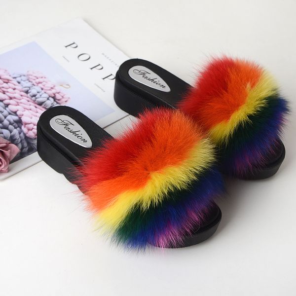 wedge slipper women fur slippers fluffy real fur slides soft platform shoes home slippers woman furry flip flops, Black
wedge slipper women fur slippers fluffy real fur slides soft platform shoes home slippers woman furry flip flops, Black