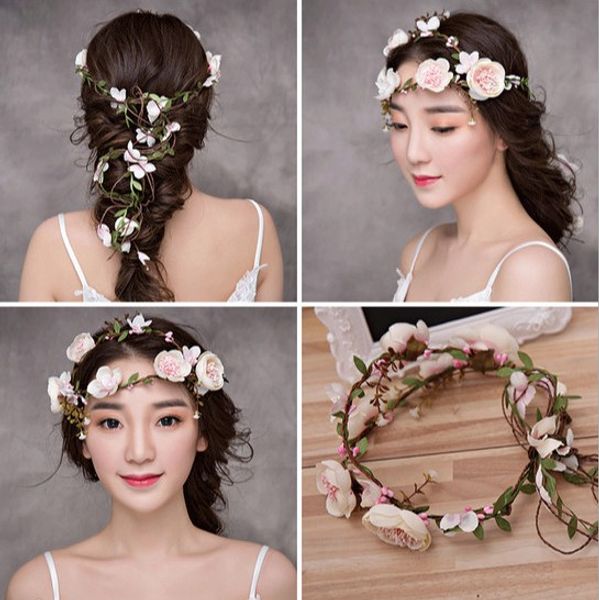 women girl boho flower floral long hairband ornament seaside headband wreath bride floral crown wedding beach hairwear, Golden;white
women girl boho flower floral long hairband ornament seaside headband wreath bride floral crown wedding beach hairwear, Golden;white