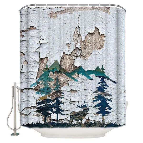old walls with a background of pine trees and deer shower curtain bathroom decor
old walls with a background of pine trees and deer shower curtain bathroom decor