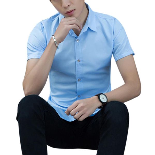 men fashion short-sleeved shirts for yfashion solid color no ironing business attire slim, White;black
men fashion short-sleeved shirts for yfashion solid color no ironing business attire slim, White;black