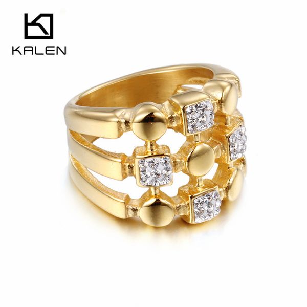 kalen fashion shining rhinestone rings for women new design gold color stainless steel geometric finger rings jewelry
kalen fashion shining rhinestone rings for women new design gold color stainless steel geometric finger rings jewelry
