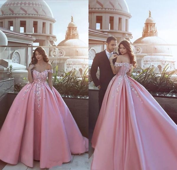 2020 dubai elegant pink ball gowns quinceanera dresses off the shoulder satin handmade flowers beads elegant prom formal gowns, Blue;red
2020 dubai elegant pink ball gowns quinceanera dresses off the shoulder satin handmade flowers beads elegant prom formal gowns, Blue;red