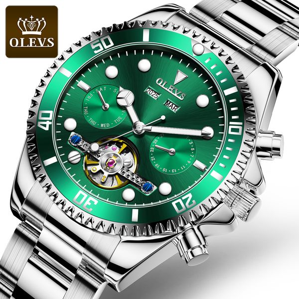 olevs business men's mechanical watch luxury waterproof luminous clock calendar month display multifunctional men's watch, Slivery;brown
olevs business men's mechanical watch luxury waterproof luminous clock calendar month display multifunctional men's watch, Slivery;brown