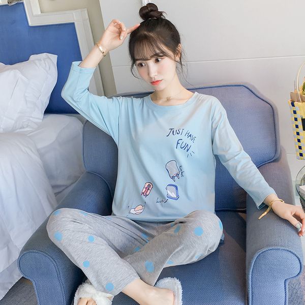 yidanna women o neck long sleeved spring cartoon sleep clothing female cotton sleepwear cute lady nightwear full length casual, Blue;gray
yidanna women o neck long sleeved spring cartoon sleep clothing female cotton sleepwear cute lady nightwear full length casual, Blue;gray