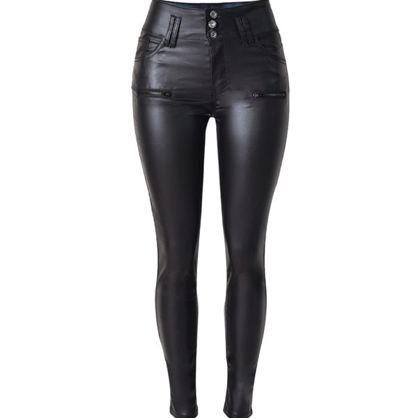 nice tide women's black pu leather pants cultivate one's morality pants for ladies 3 button female high waist, Black;white
nice tide women's black pu leather pants cultivate one's morality pants for ladies 3 button female high waist, Black;white
