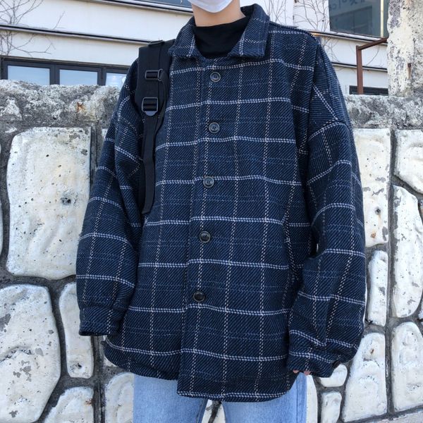 2019 spring and autumn new coat couple loose jacket woolen plaid windbreaker single-breasted boy jacket tide blue / brown m-xl, Black;brown
2019 spring and autumn new coat couple loose jacket woolen plaid windbreaker single-breasted boy jacket tide blue / brown m-xl, Black;brown