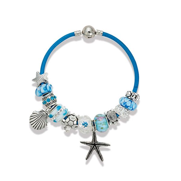 fit pandora beads luxury fashion brand diy white beads blue leather cord starfish pendant bracelet for women love, Golden;silver
fit pandora beads luxury fashion brand diy white beads blue leather cord starfish pendant bracelet for women love, Golden;silver