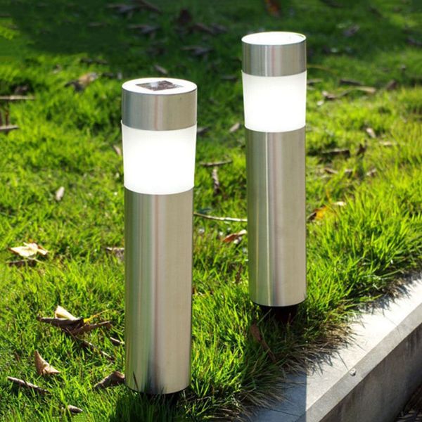 Solar Pathway Stake Lights Bollard Lawn Solar Lights Outdoor Stainless Steel Solar Garden Lights For Pathway Walkway