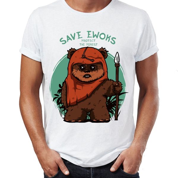men's t shirt eco warriors ewoks save the forest artsy awesome artwork printed tee, White;black 
men's t shirt eco warriors ewoks save the forest artsy awesome artwork printed tee, White;black