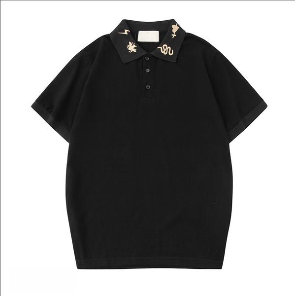 summer men's designer polos with letters fashion brand polos for men tees snake embroidery luxury short-sleeved polo clothing s-2xl, White;black 
summer men's designer polos with letters fashion brand polos for men tees snake embroidery luxury short-sleeved polo clothing s-2xl, White;black