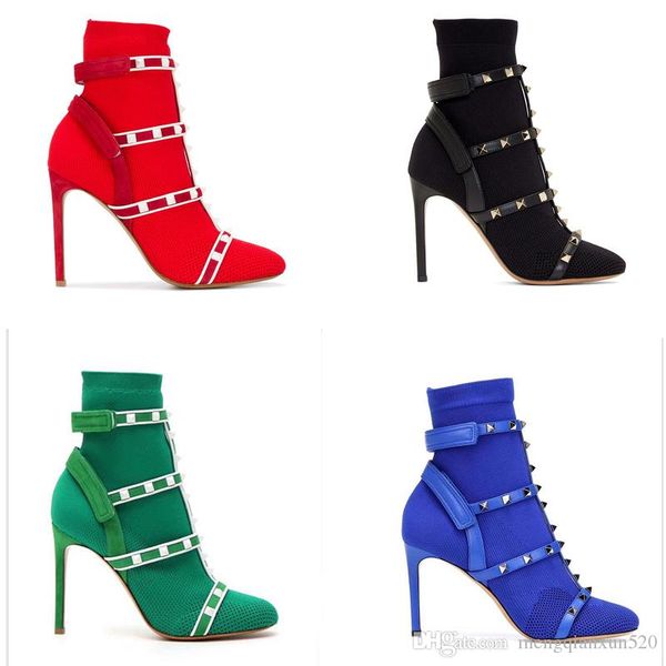 2018 fashion trend socks shoes rivet high heel shoes 10cm large code34-41 knitted elastic socks boots leather female shoe short boots, Black
2018 fashion trend socks shoes rivet high heel shoes 10cm large code34-41 knitted elastic socks boots leather female shoe short boots, Black