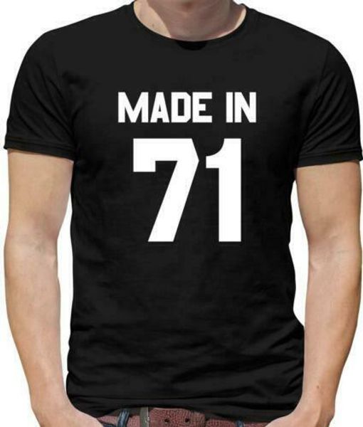 made in birthday 71 mens t-shirt - 1971 - 49 49th birthday birth year -age, White;black
made in birthday 71 mens t-shirt - 1971 - 49 49th birthday birth year -age, White;black