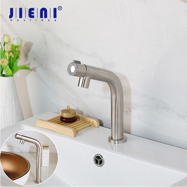 

jieni bathroom faucet deck mount nickel brushed basin sink faucets 1 handle water tap only cold water taps