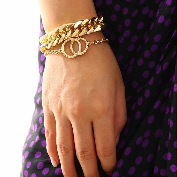 2 pcs/set double round chain bangle bracelet set for women armband mujer punk thick chain bracelet couple jewelry 2020, Black
2 pcs/set double round chain bangle bracelet set for women armband mujer punk thick chain bracelet couple jewelry 2020, Black