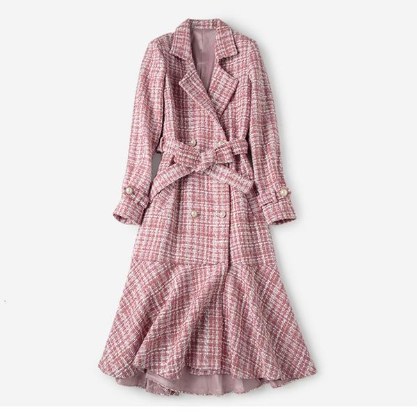 autumn winter pink plaid tweed wool long coat women notched double dreasted sashes ruffles woolen overcoat mermaid outerwear, Black
autumn winter pink plaid tweed wool long coat women notched double dreasted sashes ruffles woolen overcoat mermaid outerwear, Black