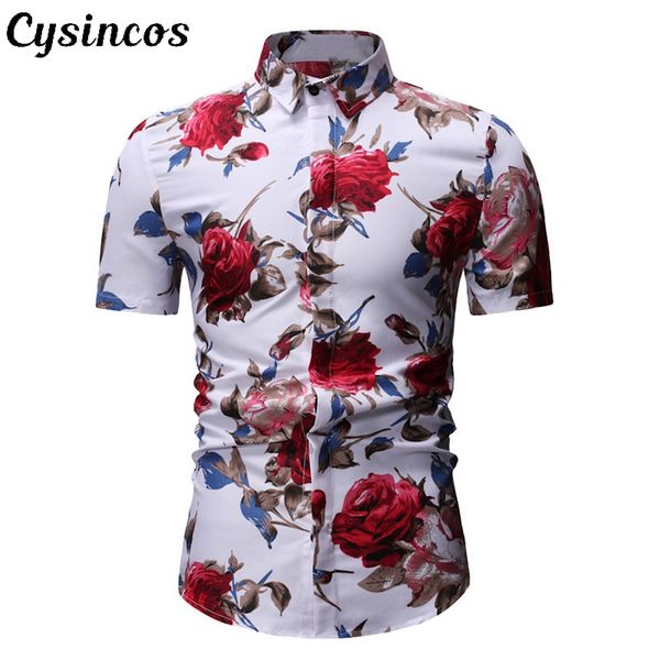cysincos 2019 men's slim fit flower printed shirts male short sleeve floral shirt men basic casual plus size shirts, White;black
cysincos 2019 men's slim fit flower printed shirts male short sleeve floral shirt men basic casual plus size shirts, White;black