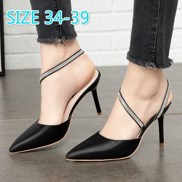 thin heels wedding party shoes for women high heels pointed toe pu fashion high women pumps shoes spring crystal, Black
thin heels wedding party shoes for women high heels pointed toe pu fashion high women pumps shoes spring crystal, Black