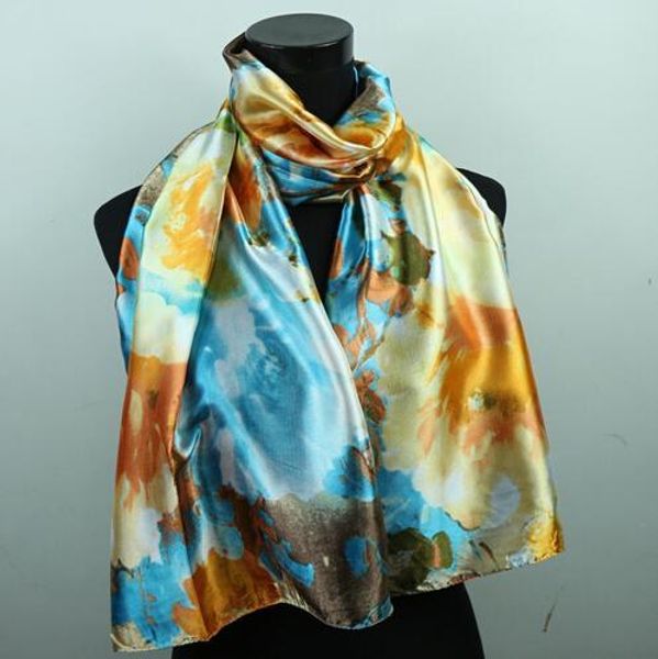 1pcs gold skyblue lily flower women's satin oil painting shawl beach fashion silk scarf 160x50cm scarves & wraps, Blue;gray
1pcs gold skyblue lily flower women's satin oil painting shawl beach fashion silk scarf 160x50cm scarves & wraps, Blue;gray