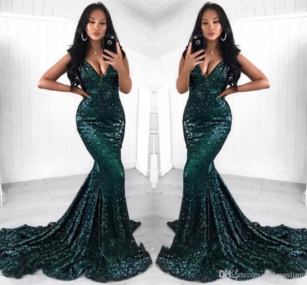 dark green prom dresses 2019 mermaid deep v neck long vestidos sweep train sparkle evening gowns formal party dress, Black;red
dark green prom dresses 2019 mermaid deep v neck long vestidos sweep train sparkle evening gowns formal party dress, Black;red
