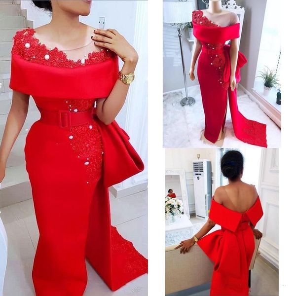 unique red mermaid prom evening dress sheath applique lace beaded high split formal party gowns red carpet dress bc2244, Black;red
unique red mermaid prom evening dress sheath applique lace beaded high split formal party gowns red carpet dress bc2244, Black;red