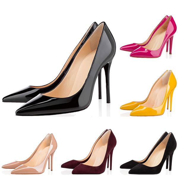 with box red bottoms women high heels 8cm 10cm 12cm noble black lotus root starch genuine leather pointed toes pumps dress designer shoes