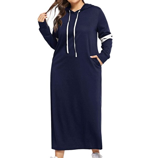 women hooded long dress solid striped print drawstring pockets sports dress plus size long sleeve autumn maxi 2019 new, Black;gray
women hooded long dress solid striped print drawstring pockets sports dress plus size long sleeve autumn maxi 2019 new, Black;gray