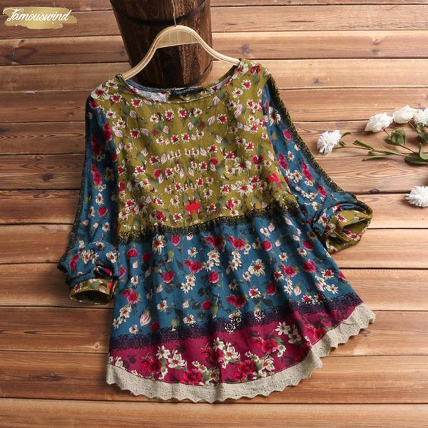 vintage blouse floral printed cotton spring long sleeve lace patchwork shirt casual women linen tunic blusa, White
vintage blouse floral printed cotton spring long sleeve lace patchwork shirt casual women linen tunic blusa, White