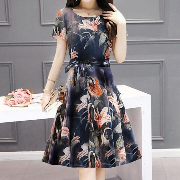 #30 women elegant dress printing short sleeve o-neck robe loose dress sweet fashion plus size summer, White;black
#30 women elegant dress printing short sleeve o-neck robe loose dress sweet fashion plus size summer, White;black
