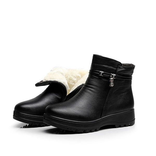 fashion winter shoes women's genuine leather ankle flat boots casual comfortable warm woman snow boots, Black
fashion winter shoes women's genuine leather ankle flat boots casual comfortable warm woman snow boots, Black
