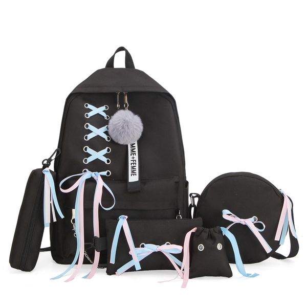 2019 school bag for teenage girls kids backpack schoolbag women student bag black lace bow bundle 5pcs/set school backpacks set
2019 school bag for teenage girls kids backpack schoolbag women student bag black lace bow bundle 5pcs/set school backpacks set