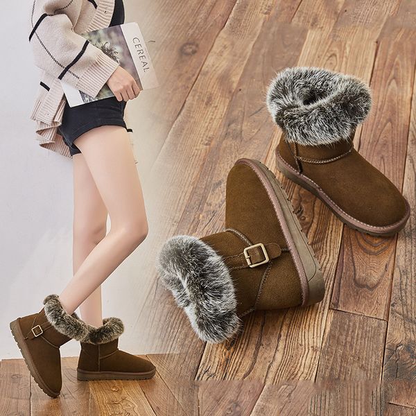 2019 new snow boots female button fur mouth hair plus velvet non-slip cotton shoes women winter leather flat boots, Black
2019 new snow boots female button fur mouth hair plus velvet non-slip cotton shoes women winter leather flat boots, Black