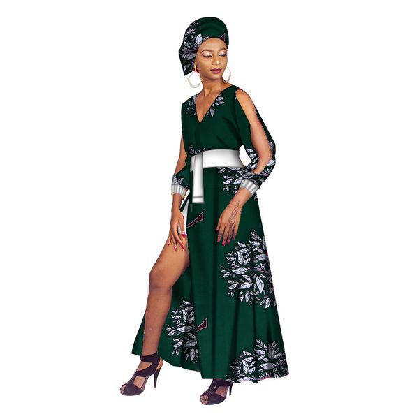 side split long dress african print v-neck fashion sleeve african dresses for women high waist bazin riche dress wy3674, Black;gray
side split long dress african print v-neck fashion sleeve african dresses for women high waist bazin riche dress wy3674, Black;gray