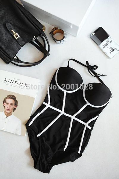 2020 women plus size black white bandage one piece halter high waist swimsuit swimwear bandeau monokini swimsuit suit, White;black
2020 women plus size black white bandage one piece halter high waist swimsuit swimwear bandeau monokini swimsuit suit, White;black